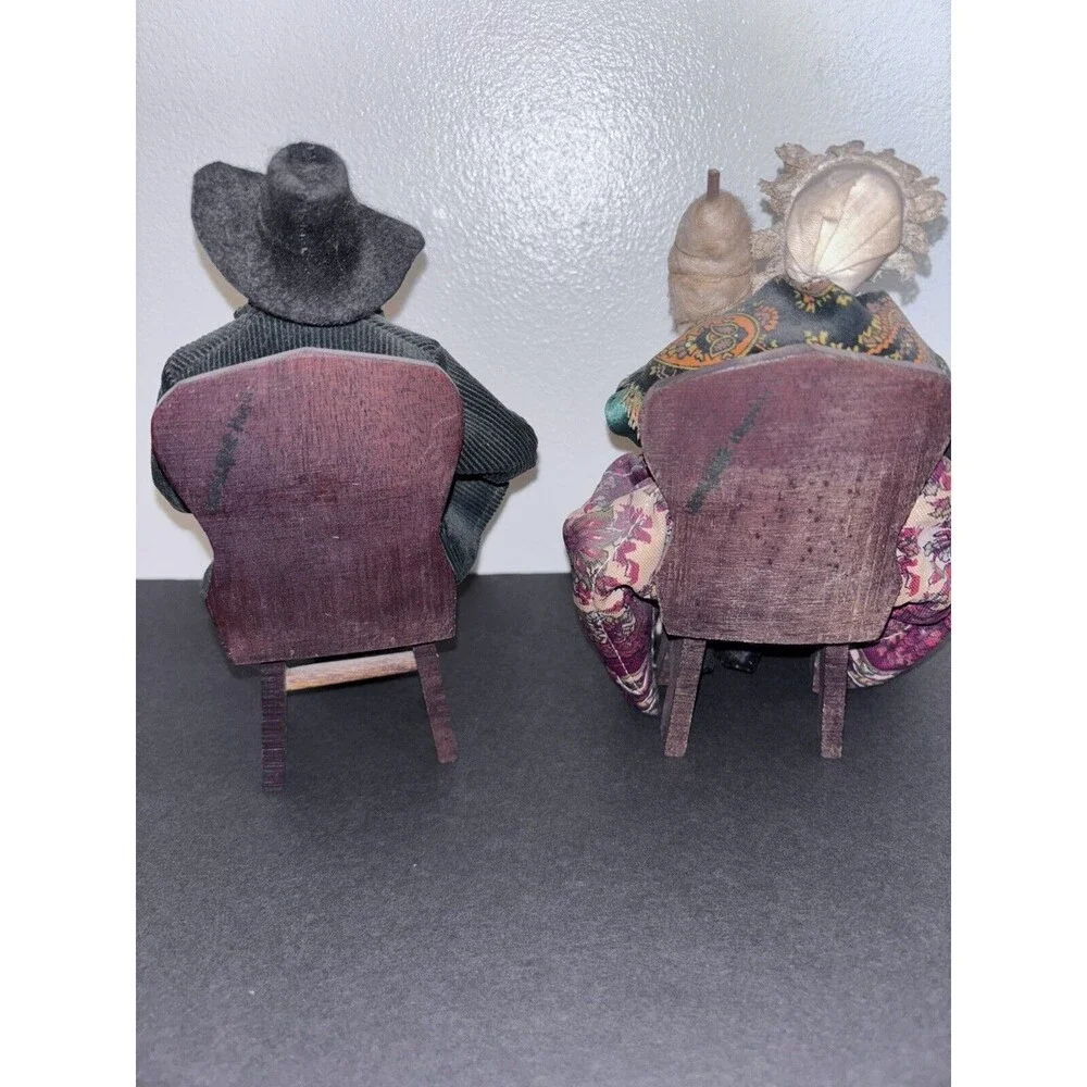 Antique French Dolls With Wood Spinning Wheel